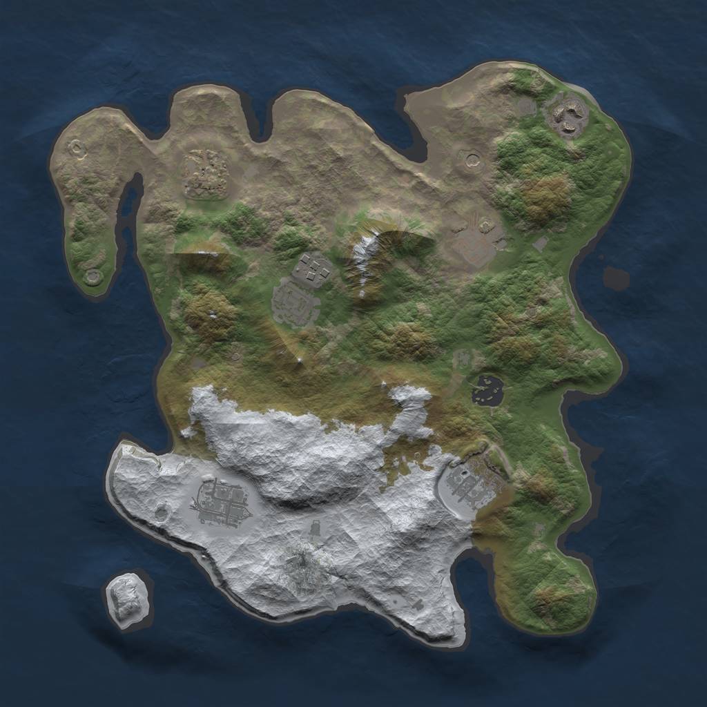 Rust Map: Barren, Size: 3290, Seed: 6738, 11 Monuments