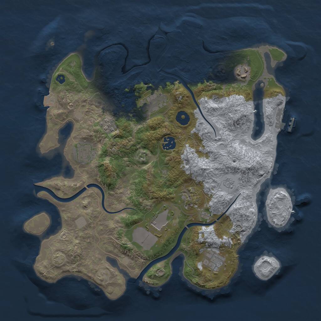 Rust Map: Procedural Map, Size: 3500, Seed: 4648, 14 Monuments