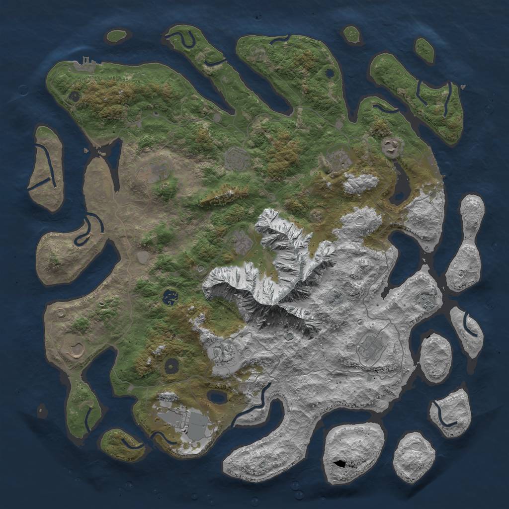 Rust Map: Procedural Map, Size: 5000, Seed: 151400792, 19 Monuments