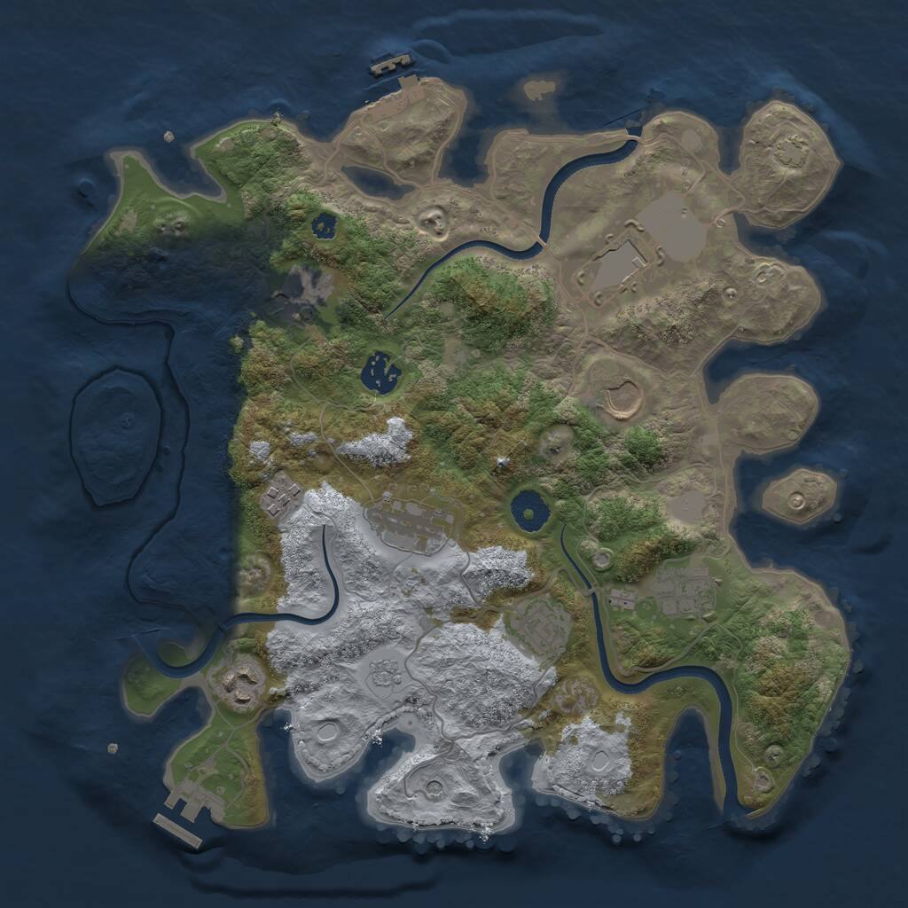 Rust Map: Procedural Map, Size: 3500, Seed: 270427620, 15 Monuments