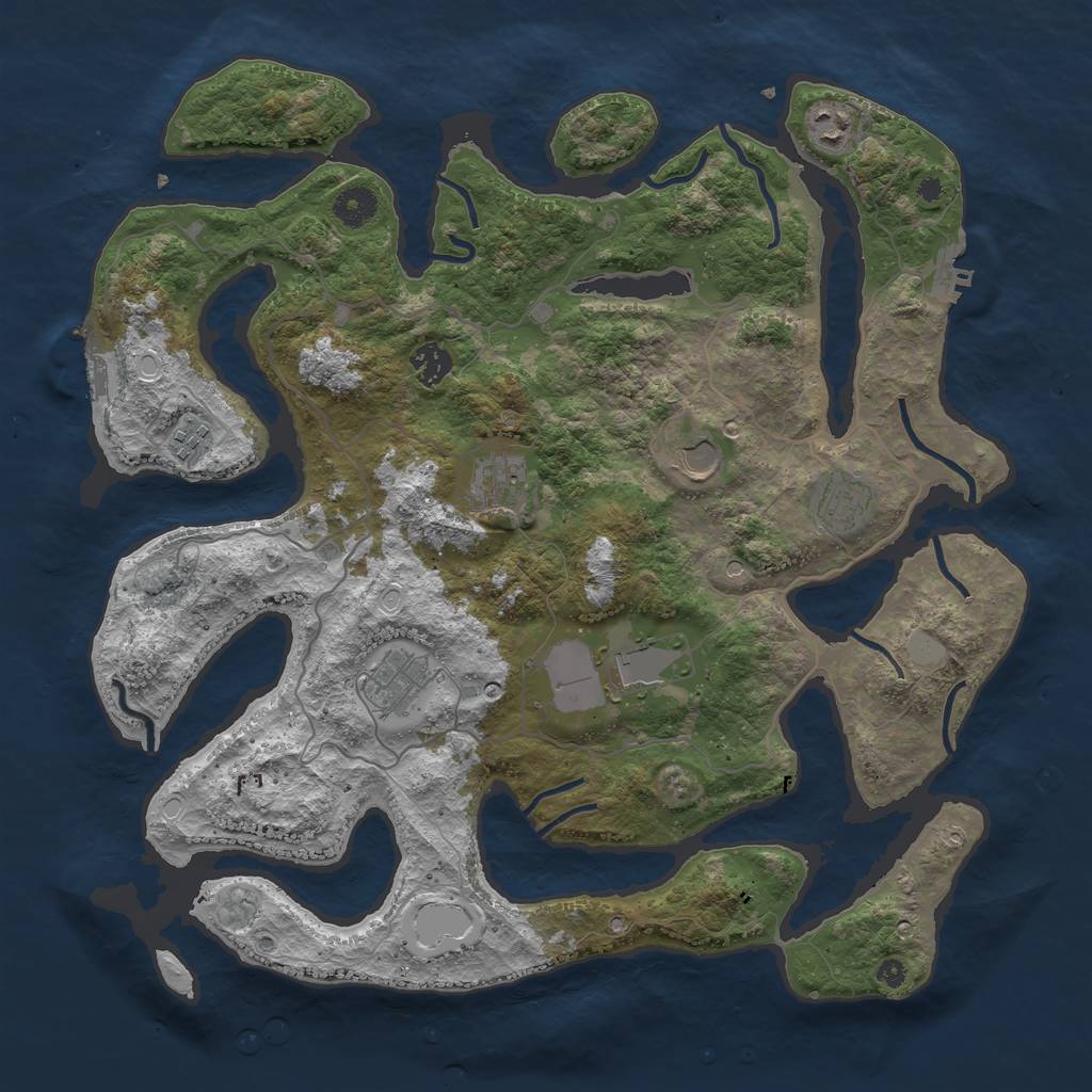 Rust Map: Procedural Map, Size: 4000, Seed: 6824, 16 Monuments