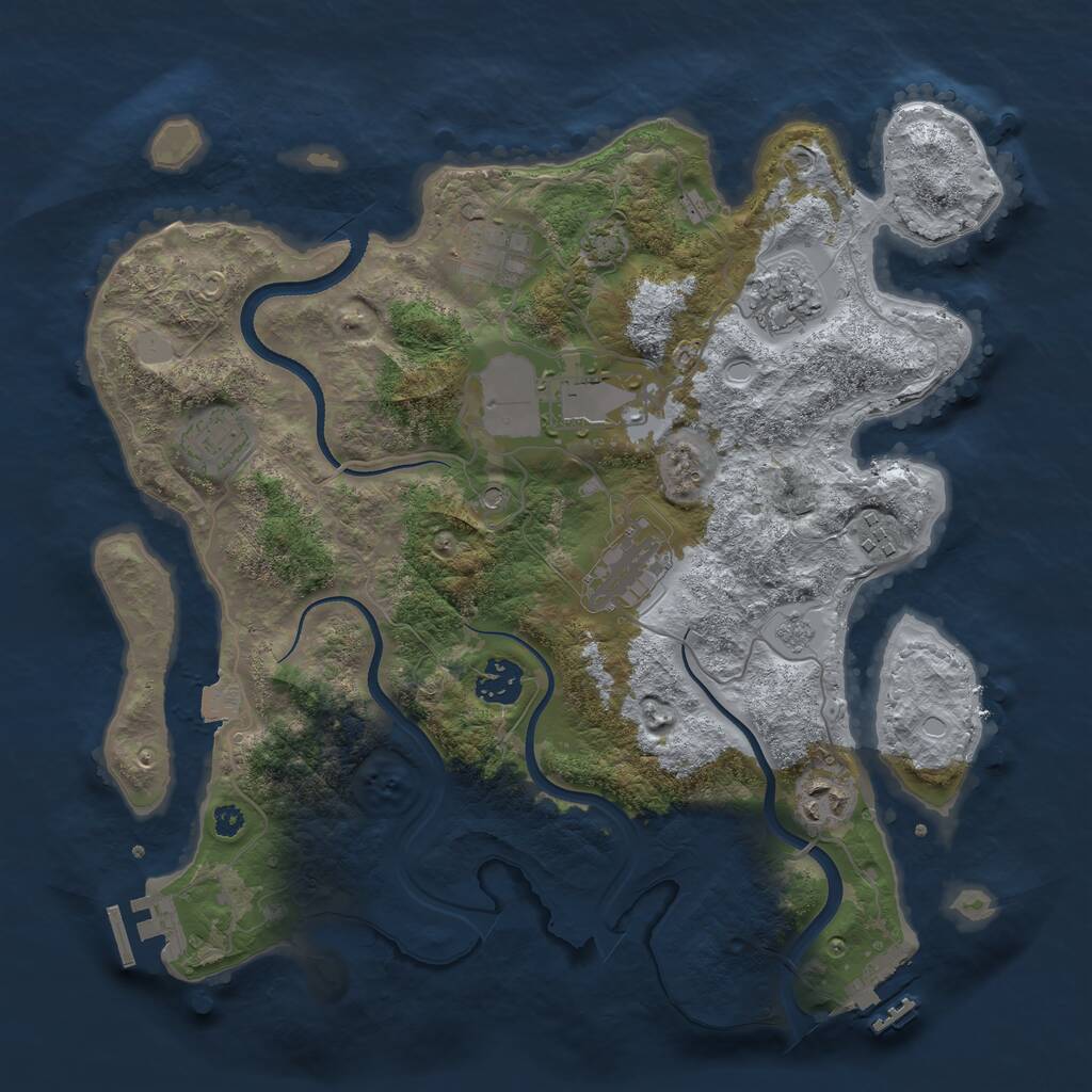 Rust Map: Procedural Map, Size: 3500, Seed: 1942351729, 14 Monuments