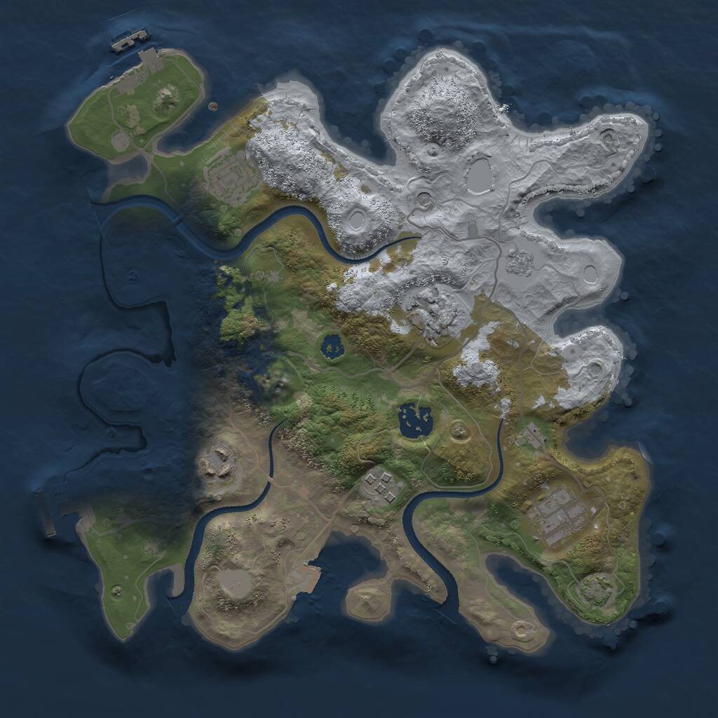 Rust Map: Procedural Map, Size: 3000, Seed: 120257856, 12 Monuments