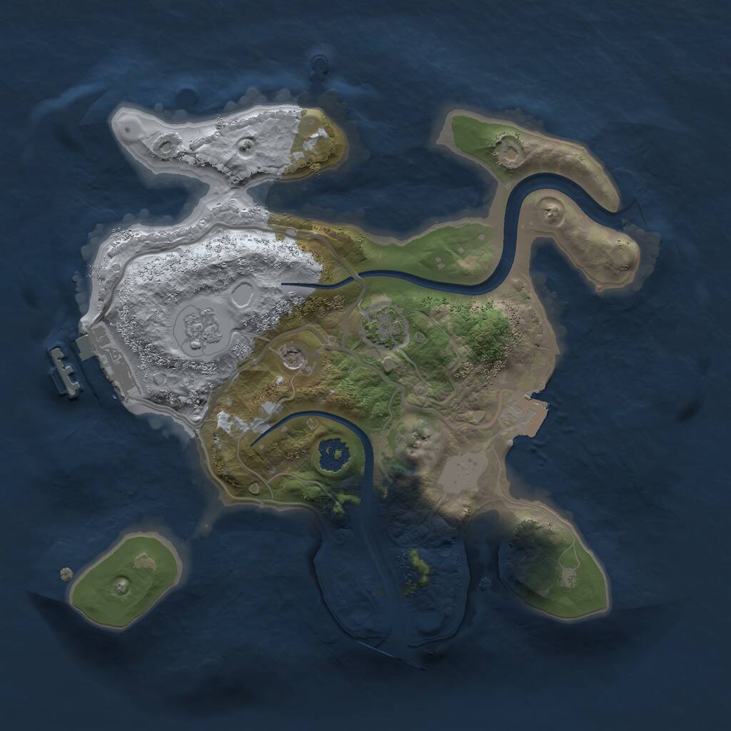Rust Map: Procedural Map, Size: 2250, Seed: 73834, 5 Monuments