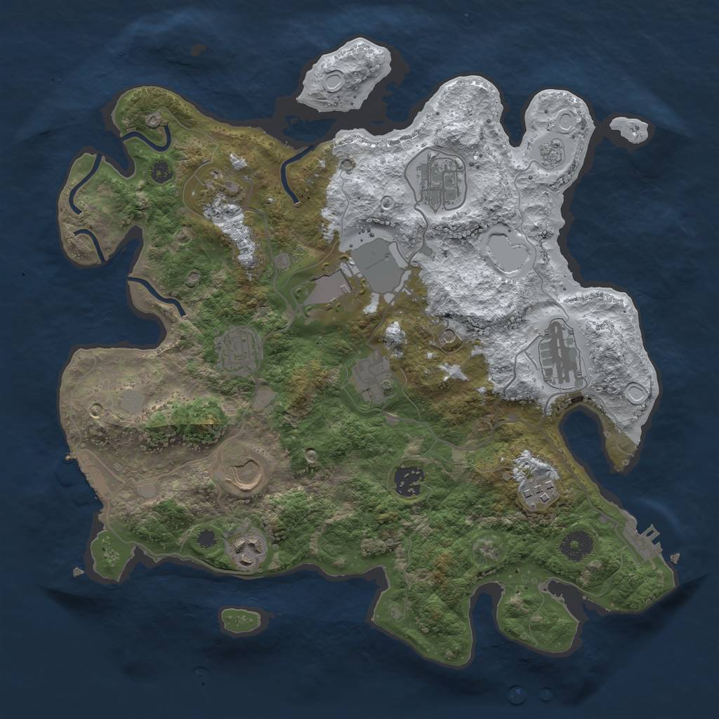Rust Map: Procedural Map, Size: 3500, Seed: 4470035, 19 Monuments