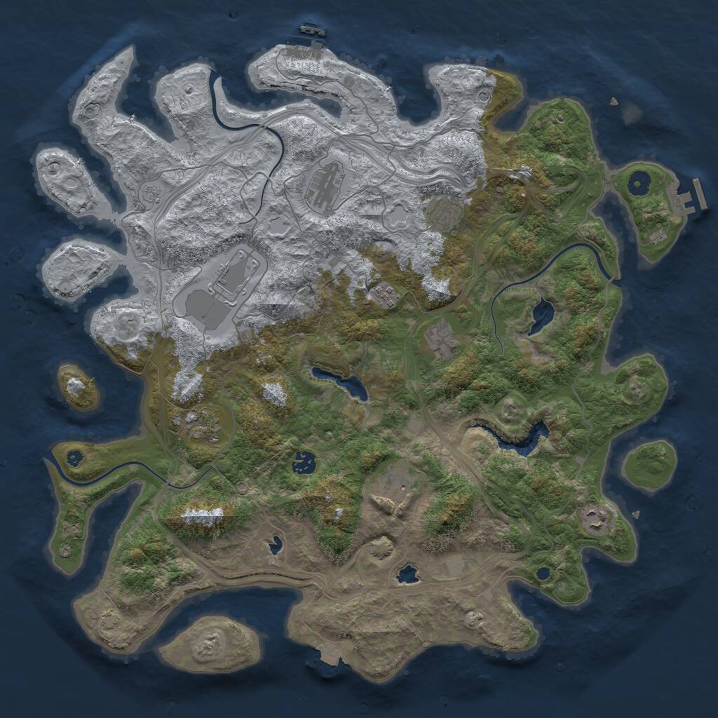 Rust Map: Procedural Map, Size: 4500, Seed: 1884727475, 15 Monuments