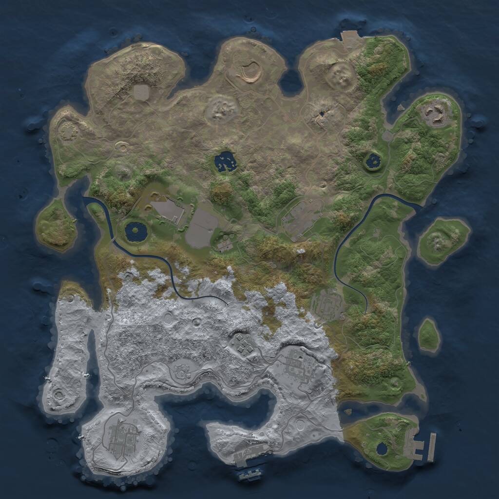 Rust Map: Procedural Map, Size: 3500, Seed: 1611383370, 14 Monuments