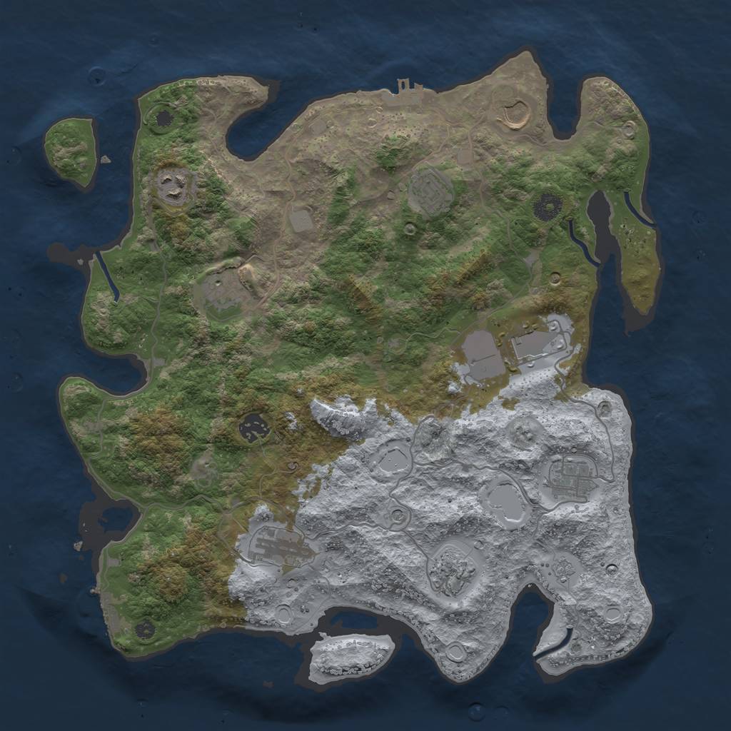 Rust Map: Procedural Map, Size: 3850, Seed: 169162352, 16 Monuments