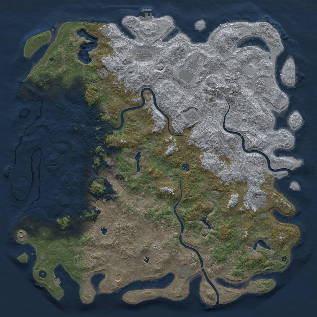 Rust Map: Procedural Map, Size: 6000, Seed: 404, 17 Monuments
