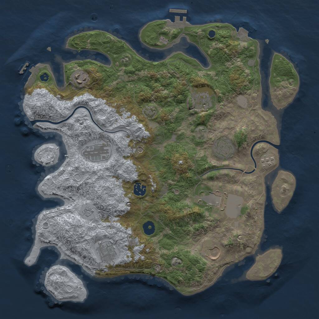 Rust Map: Procedural Map, Size: 3700, Seed: 3776445, 15 Monuments