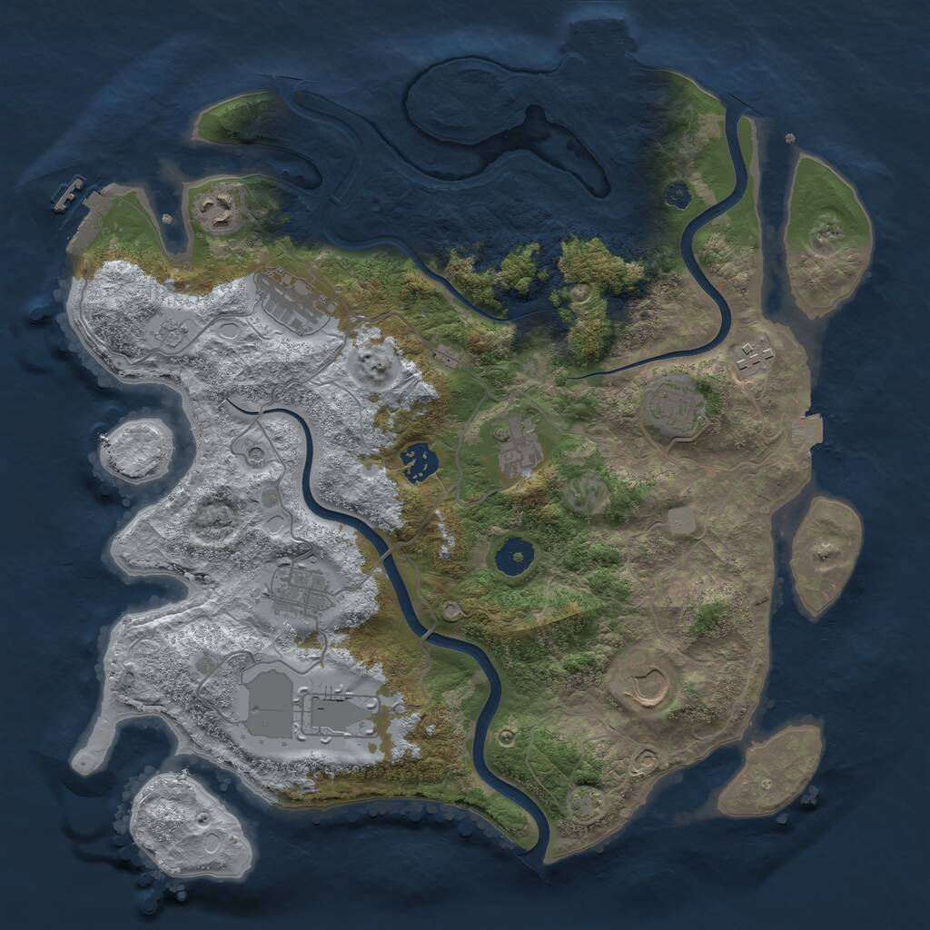 Rust Map: Procedural Map, Size: 3700, Seed: 3776445, 15 Monuments