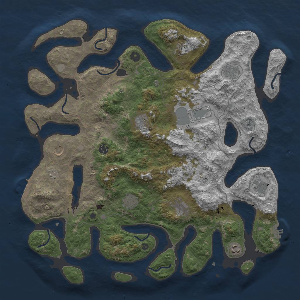 Rust Map: Procedural Map, Size: 4500, Seed: 813497, 19 Monuments