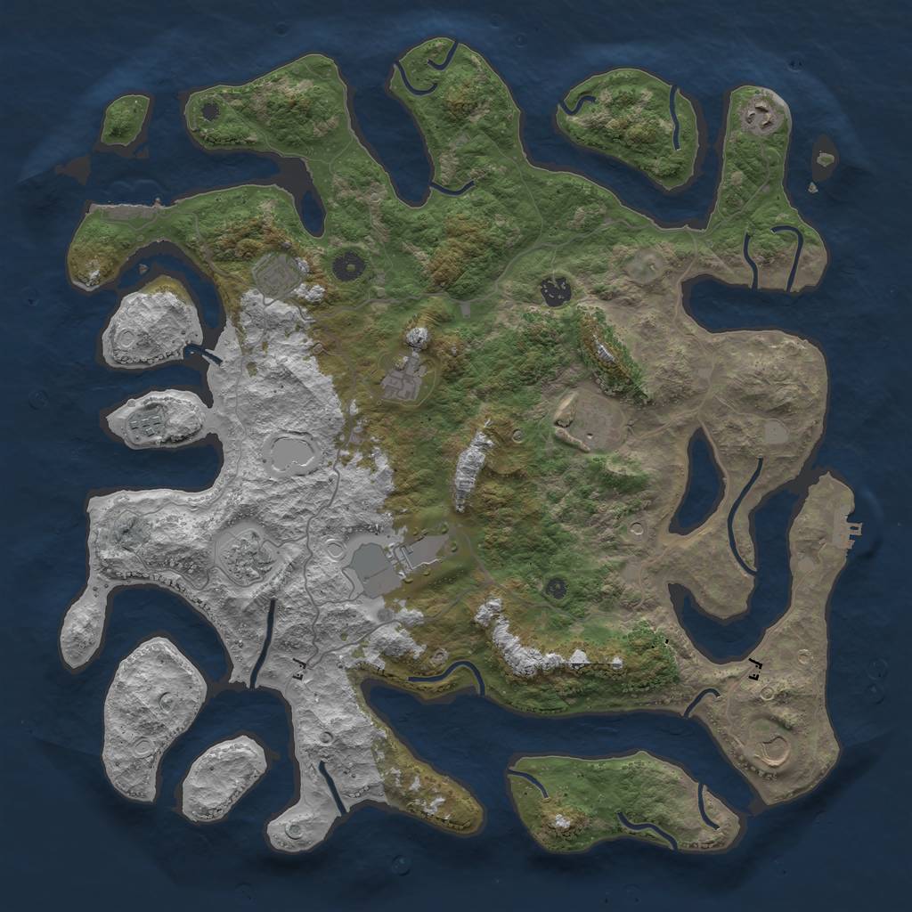 Rust Map: Procedural Map, Size: 4500, Seed: 54291, 17 Monuments