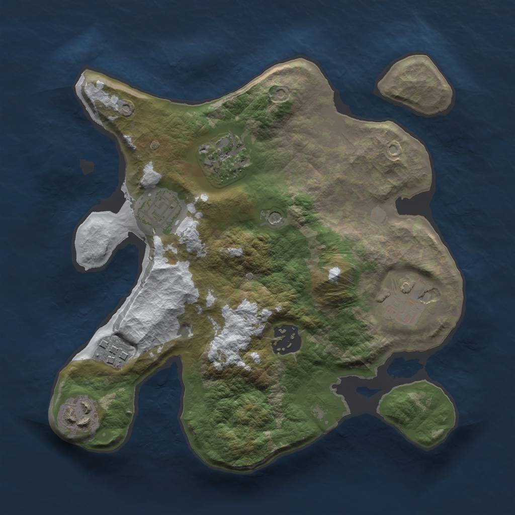 Rust Map: Barren, Size: 2500, Seed: 28087, 9 Monuments
