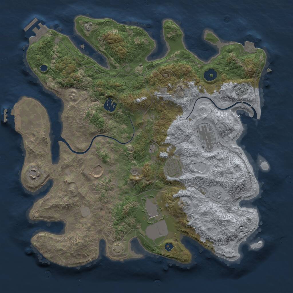 Rust Map: Procedural Map, Size: 3500, Seed: 803164670, 13 Monuments