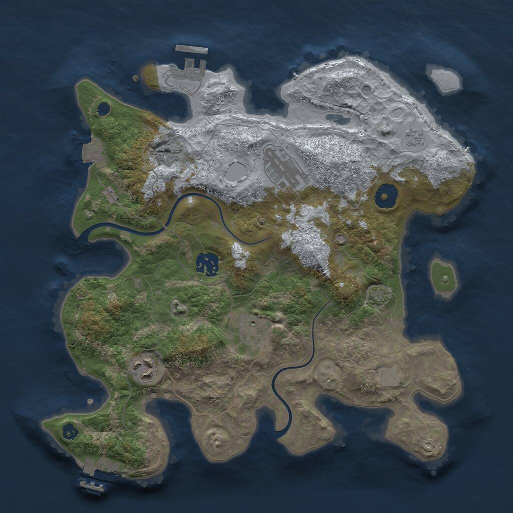 Rust Map: Procedural Map, Size: 3200, Seed: 8070980, 9 Monuments
