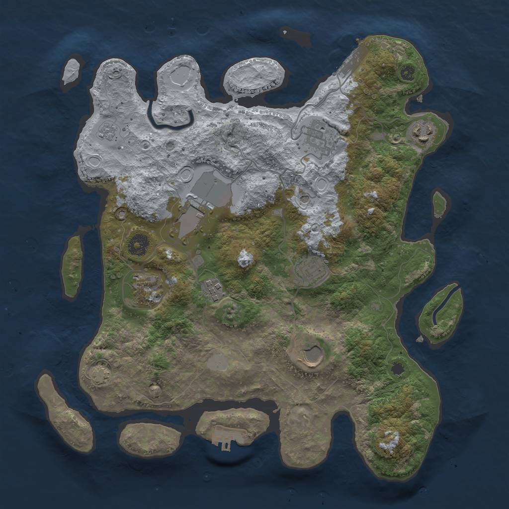 Rust Map: Procedural Map, Size: 3500, Seed: 1023536346, 15 Monuments