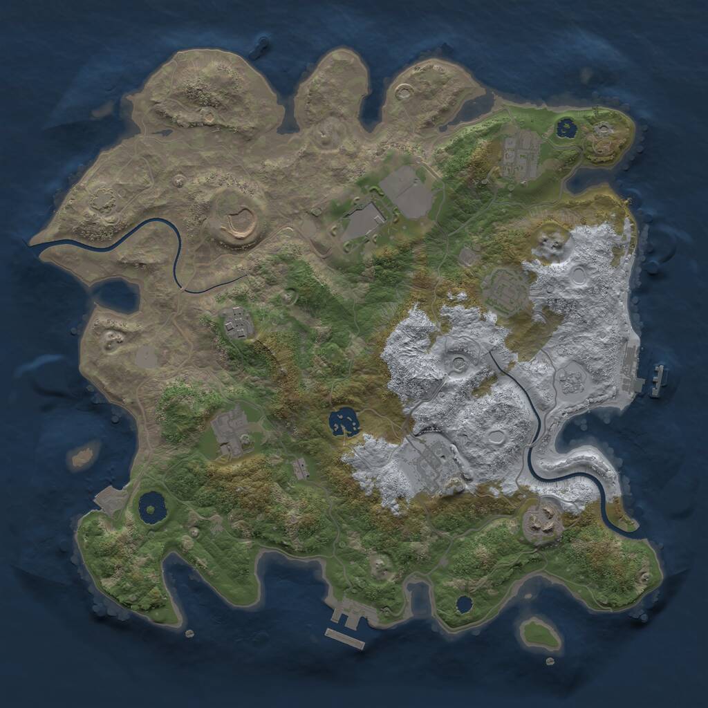Rust Map: Procedural Map, Size: 3500, Seed: 5312, 15 Monuments
