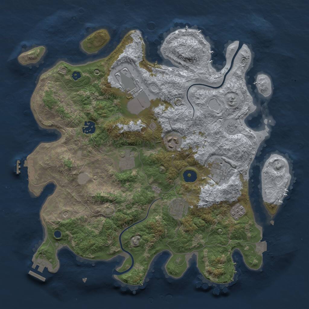 Rust Map: Procedural Map, Size: 3500, Seed: 434352, 13 Monuments