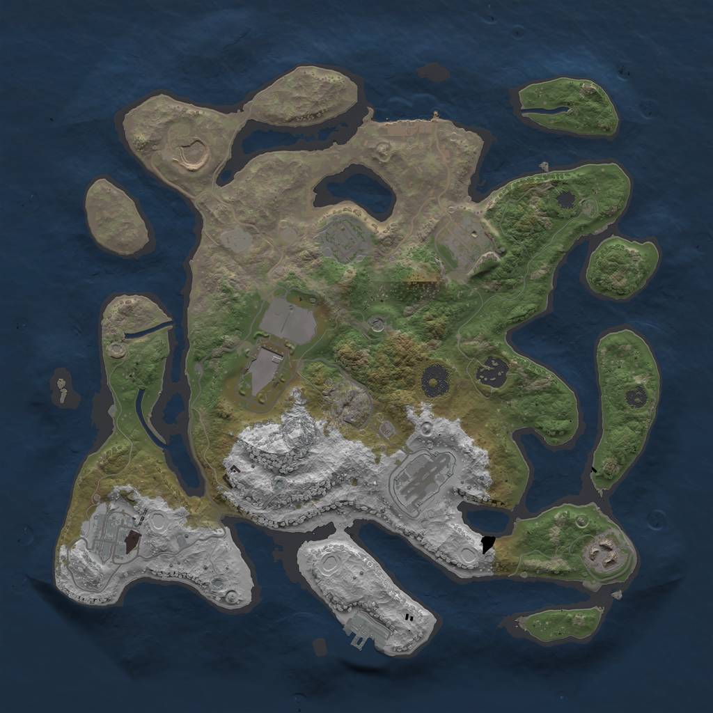 Rust Map: Procedural Map, Size: 3500, Seed: 650601045, 16 Monuments