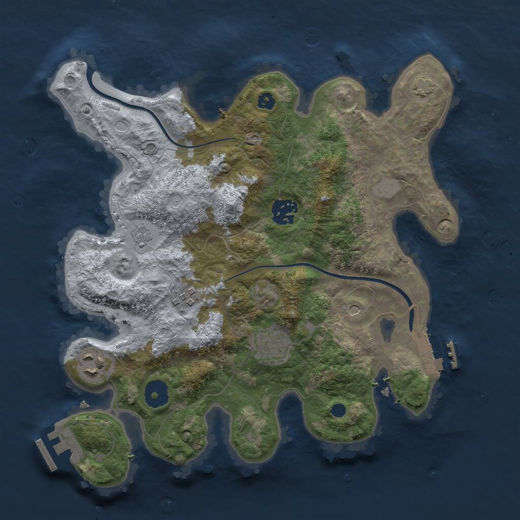 Rust Map: Procedural Map, Size: 3000, Seed: 1005721007, 10 Monuments