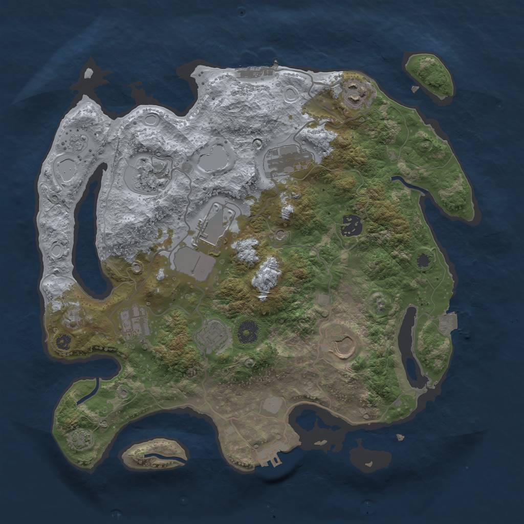 Rust Map: Procedural Map, Size: 3500, Seed: 105, 16 Monuments