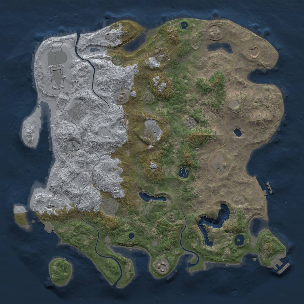 Rust Map: Procedural Map, Size: 4200, Seed: 72, 16 Monuments