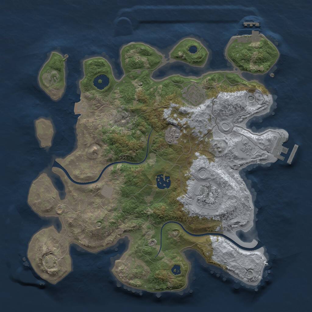 Rust Map: Procedural Map, Size: 3100, Seed: 55555555, 10 Monuments
