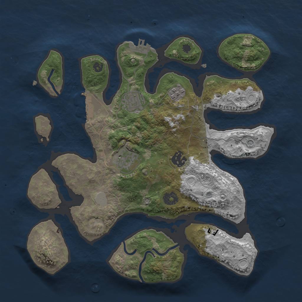 Rust Map: Procedural Map, Size: 3100, Seed: 55555555, 12 Monuments