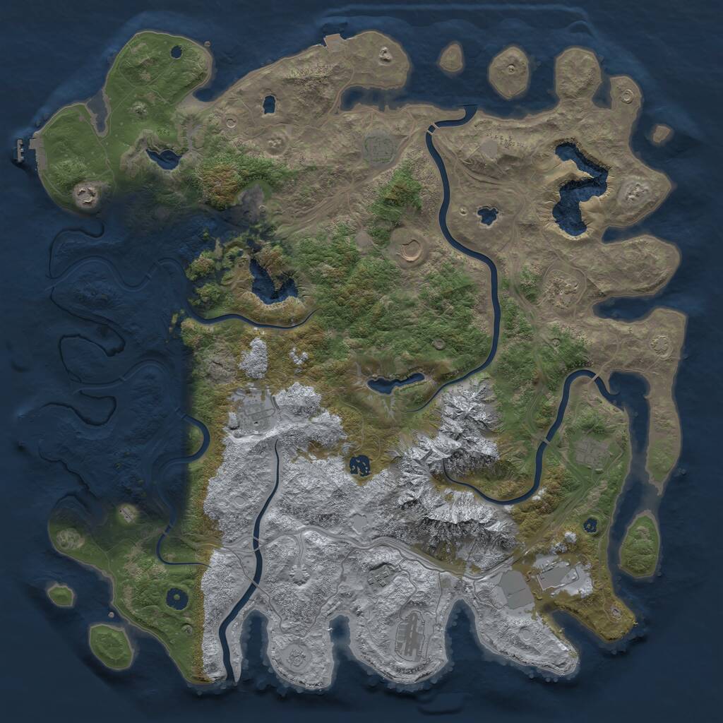 Rust Map: Procedural Map, Size: 5000, Seed: 20220129, 17 Monuments