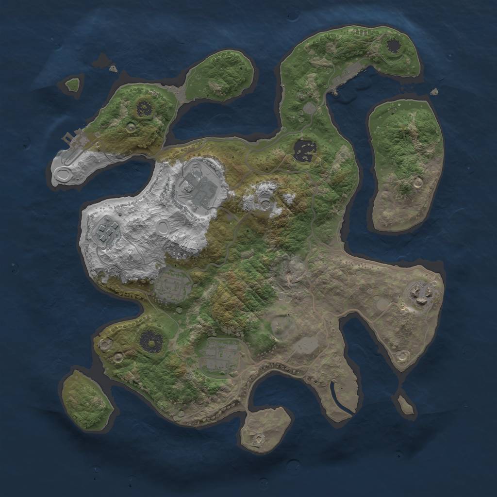 Rust Map: Procedural Map, Size: 3200, Seed: 461643609, 14 Monuments