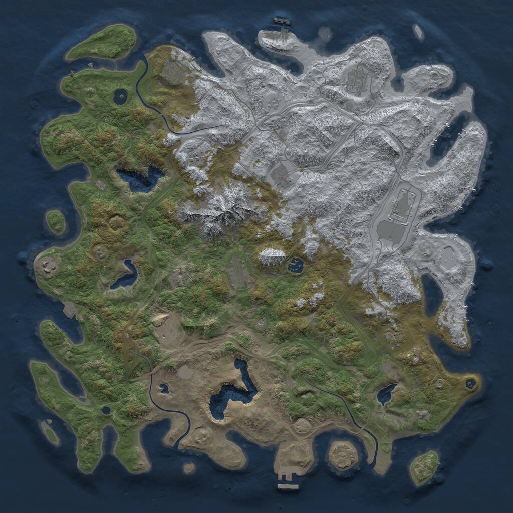 Rust Map: Procedural Map, Size: 5000, Seed: 23132673, 16 Monuments