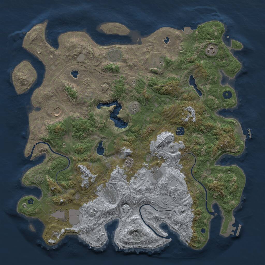 Rust Map: Procedural Map, Size: 4500, Seed: 1445966182, 15 Monuments