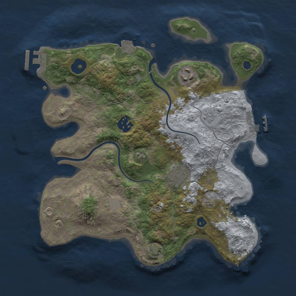 Rust Map: Procedural Map, Size: 3000, Seed: 53836211, 8 Monuments