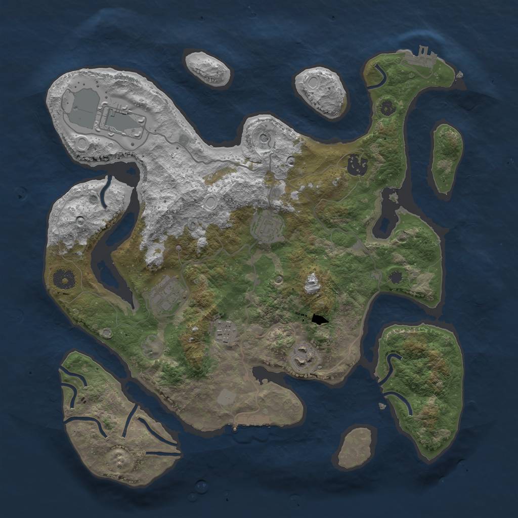 Rust Map: Procedural Map, Size: 3600, Seed: 120639920, 14 Monuments