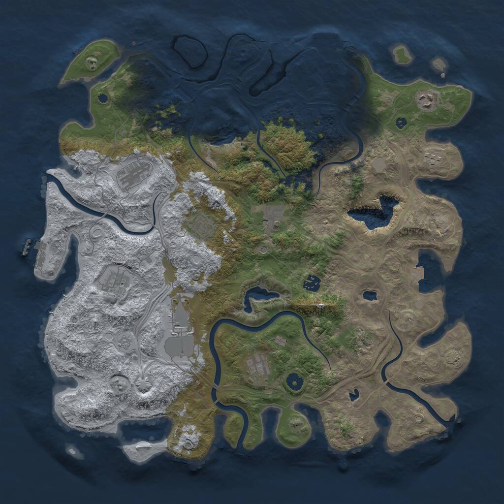 Rust Map: Procedural Map, Size: 4500, Seed: 1688833026, 16 Monuments