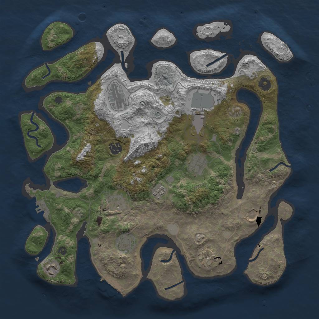Rust Map: Procedural Map, Size: 3800, Seed: 123412, 18 Monuments