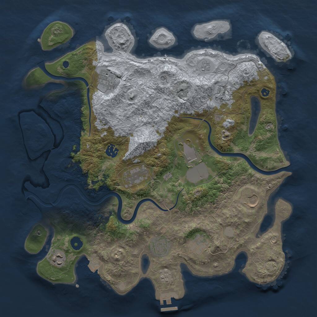 Rust Map: Procedural Map, Size: 3800, Seed: 123412, 15 Monuments