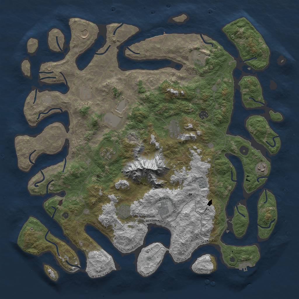 Rust Map: Procedural Map, Size: 5000, Seed: 9818, 19 Monuments