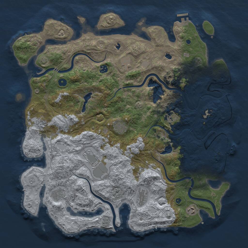 Rust Map: Procedural Map, Size: 4500, Seed: 4632055, 16 Monuments