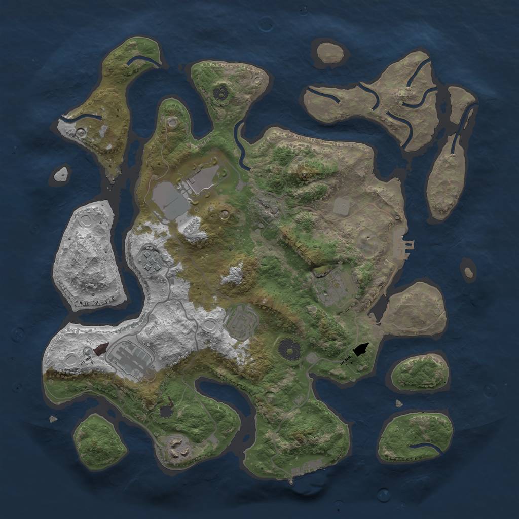 Rust Map: Procedural Map, Size: 3500, Seed: 2600387, 13 Monuments