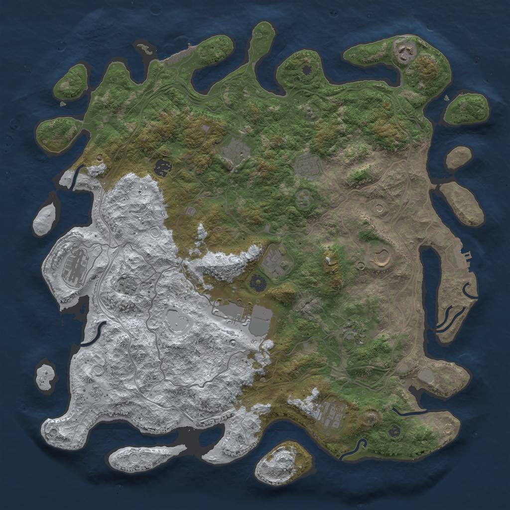 Rust Map: Procedural Map, Size: 4500, Seed: 6193993, 20 Monuments