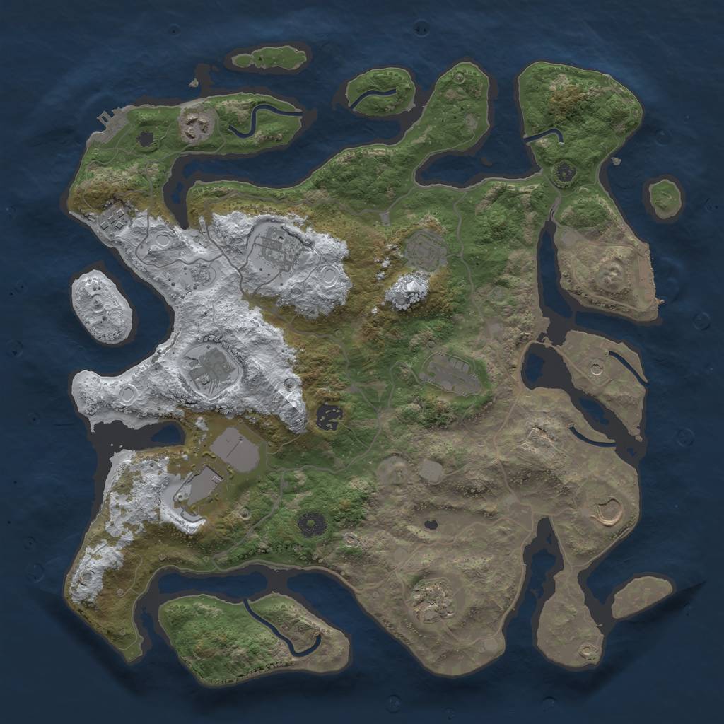 Rust Map: Procedural Map, Size: 4000, Seed: 533698, 19 Monuments