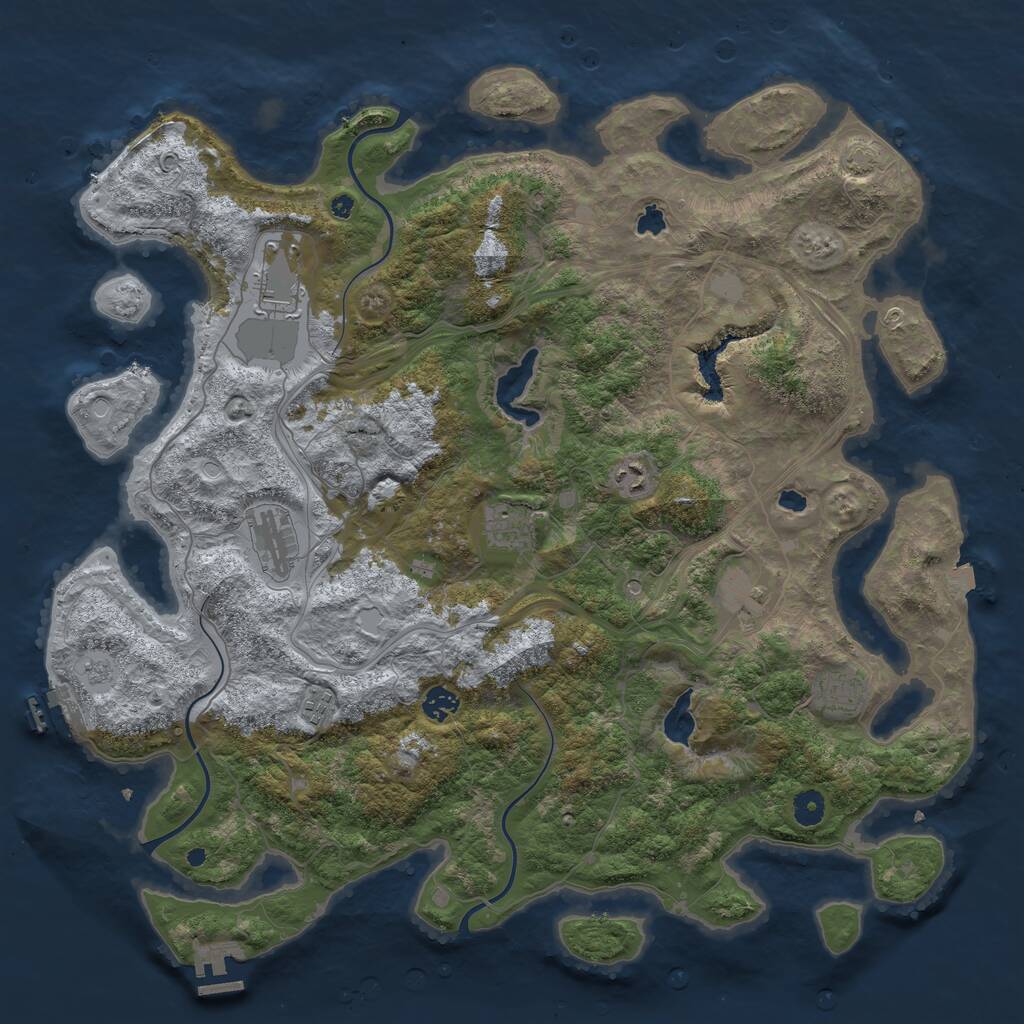 Rust Map: Procedural Map, Size: 4500, Seed: 4125959, 14 Monuments
