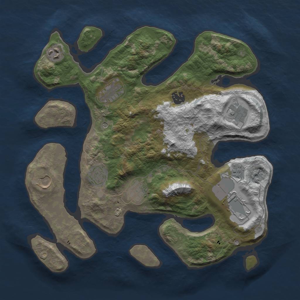 Rust Map: Barren, Size: 3500, Seed: 1173875567, 12 Monuments