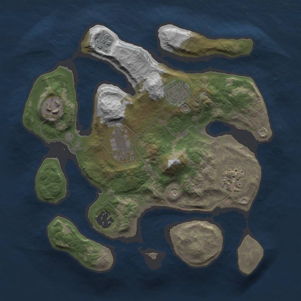 Rust Map: Barren, Size: 2750, Seed: 12651, 9 Monuments