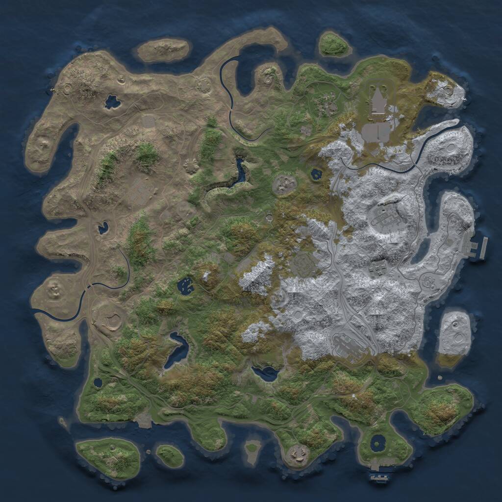 Rust Map: Procedural Map, Size: 4500, Seed: 4843327, 16 Monuments