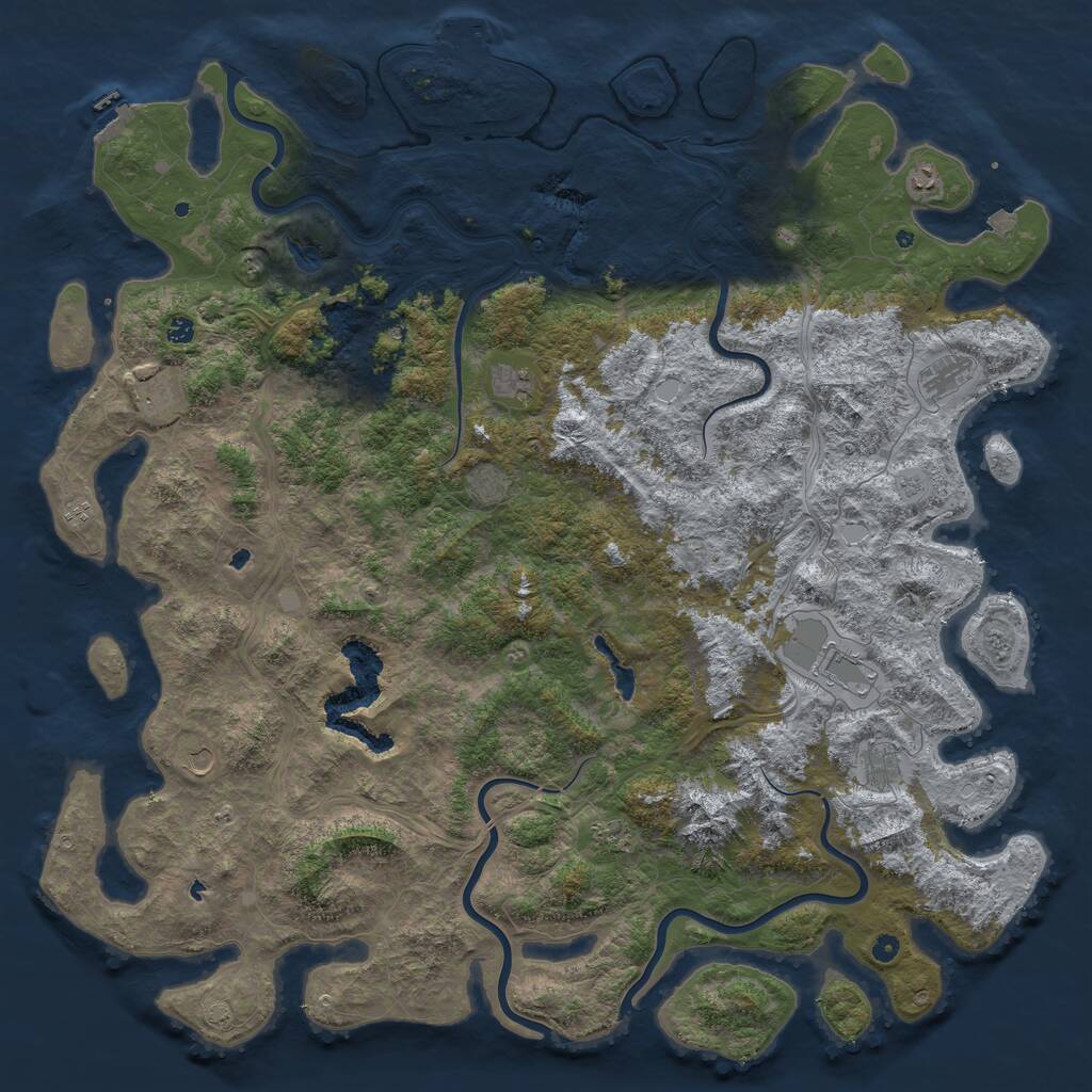 Rust Map: Procedural Map, Size: 6000, Seed: 56450871, 17 Monuments