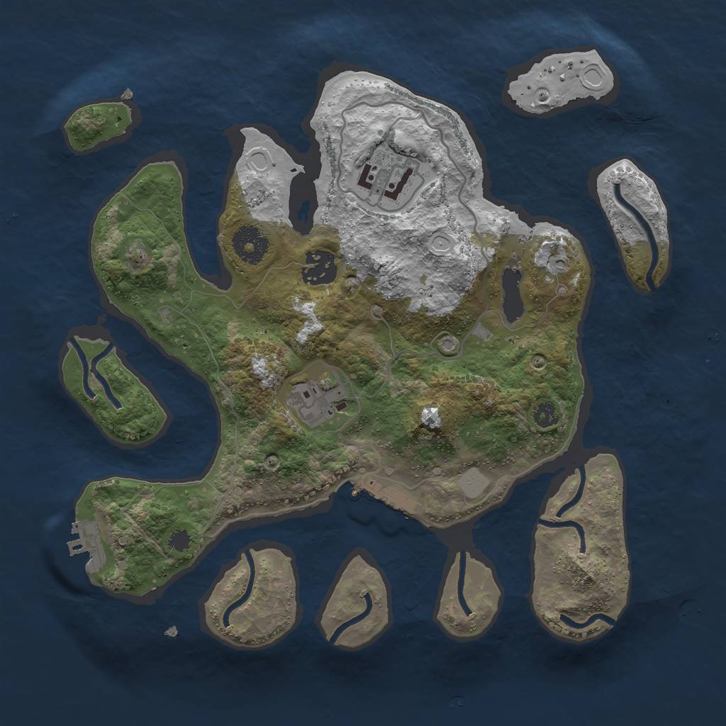 Rust Map: Procedural Map, Size: 3000, Seed: 2435877, 10 Monuments