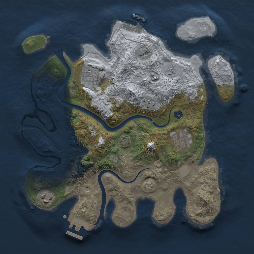 Rust Map: Procedural Map, Size: 3000, Seed: 2435877, 10 Monuments